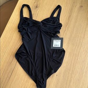 Norma Kamali Black Twist Mio One Piece Swimsuit NWT size small